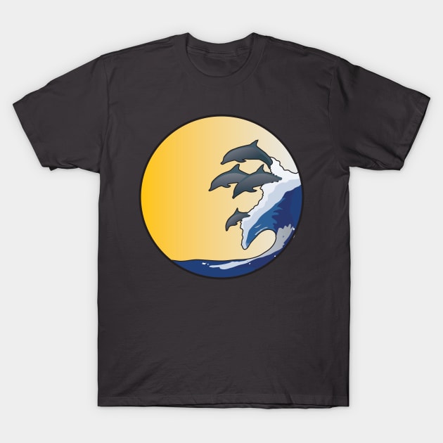 Dolphins riding wave T-Shirt by ThinkingSimple